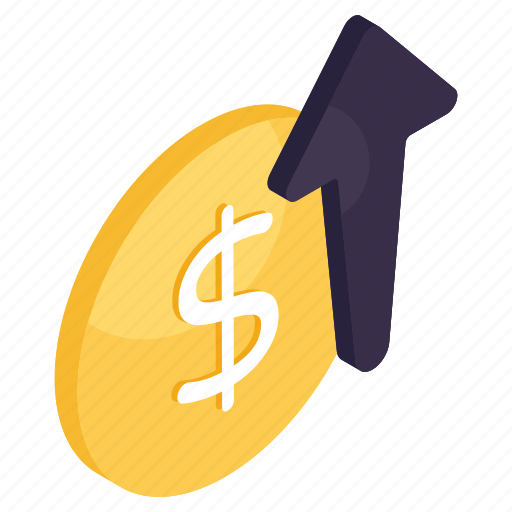 Dollar rate increase, dollar value up, dollar coin, money, cash icon - Download on Iconfinder