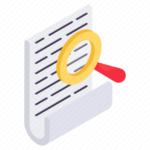 Search paper, search document, search doc, document analysis, find document icon - Download on Iconfinder