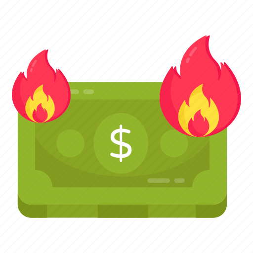 Money burning, cash burning, financial burning, dollar burning, inflation icon - Download on Iconfinder