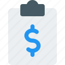 business, clipboard, document, dollar, financial, report, sign