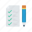 checklist, clipboard, notepad, pencil 