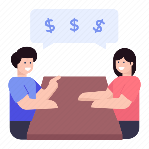 Business discussion, financial discussion, financial conversation, financial talk, financial meeting illustration - Download on Iconfinder