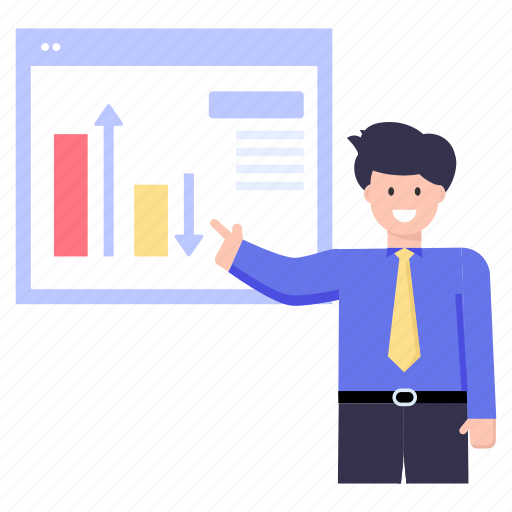 Business presentation, graphical presentation, business demo, business statistics, business chart illustration - Download on Iconfinder