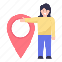 location pin, gps, employee location, hr location, destination 