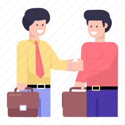 businessmen, business persons, business avatars, greeting, happy partners 