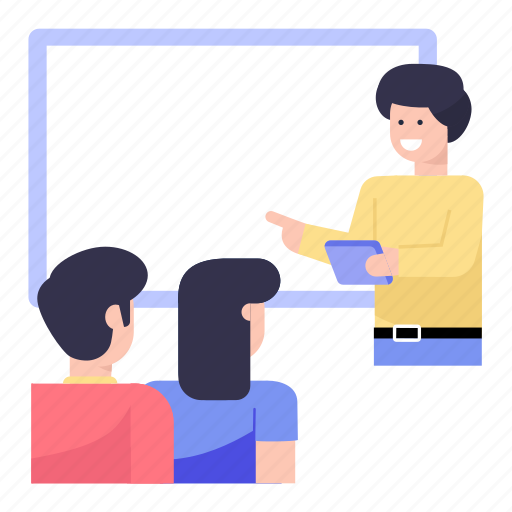Business lecture, graphical presentation, business training, business class, business demonstration illustration - Download on Iconfinder