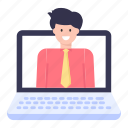 video call, online person, webinar, online consultant, online man 