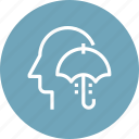 head, human, insurance, mind, protection, thinking, umbrella 