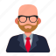 avatar, people, man, bald, beard, glasses, business 