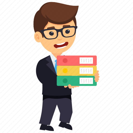Business character, business record keeper, businessman holding files, businessman with files, tired businessman icon - Download on Iconfinder