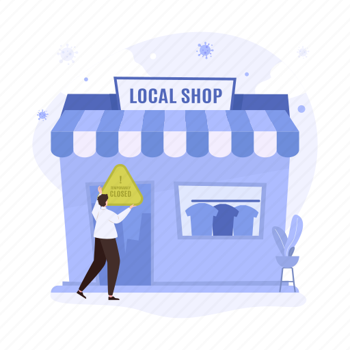 Shop, retail, business, temporarily closed, warning, sign, information illustration - Download on Iconfinder