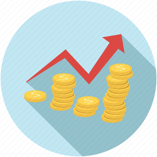 Business growth, coins graph, growth, making money, up arrow icon - Download on Iconfinder