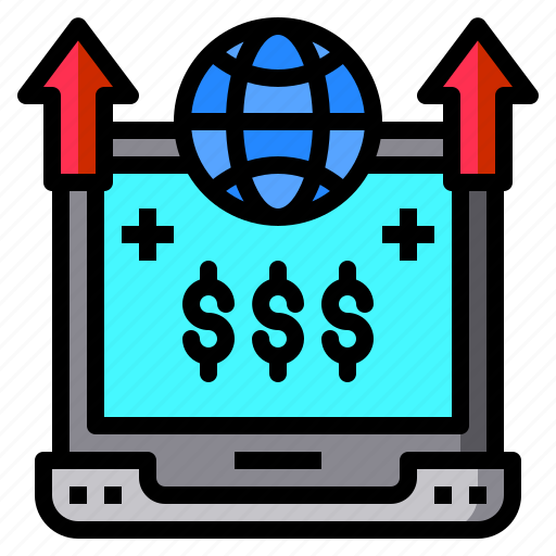 Up, global, money, laptop, arrow, worldwide icon - Download on Iconfinder