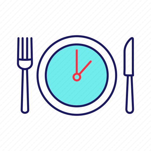 Break, business lunch, clock, fork, knife, plate, time icon - Download on Iconfinder