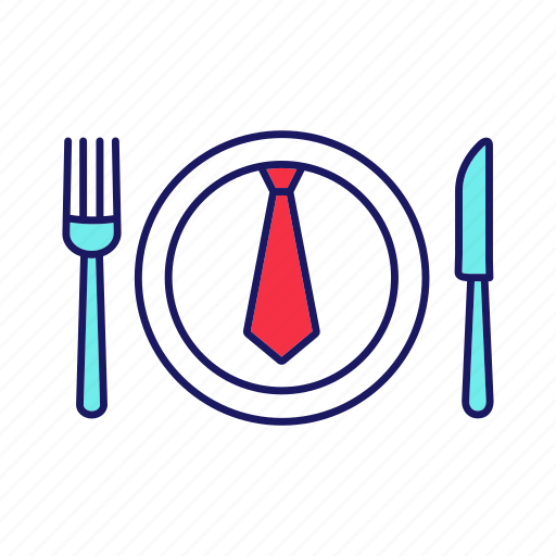Appointment, business lunch, dinner, fork, knife, plate, tie icon - Download on Iconfinder