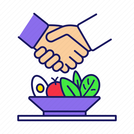 Agreement, business lunch, deal, handshake, meeting, partnership, salad icon - Download on Iconfinder
