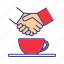 business, coffee break, cup, deal, handshake, meeting, partnership 