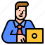 avatar, businessman, employee, laptop, staff 