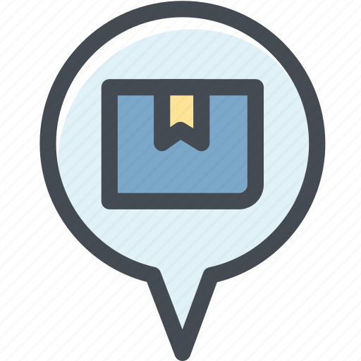 Box, delivery, logistic, logistics, pin, transport location, logistic delivery icon - Download on Iconfinder