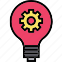 innovation, engineering, engineer, lightbulb, gear, idea, creative icon icon
