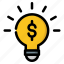 idea, startups, bulb, business, money, investment 