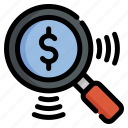 search, research, magnifier, business, finance, dollar