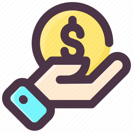 Charity, coin, hand, income, money icon - Download on Iconfinder
