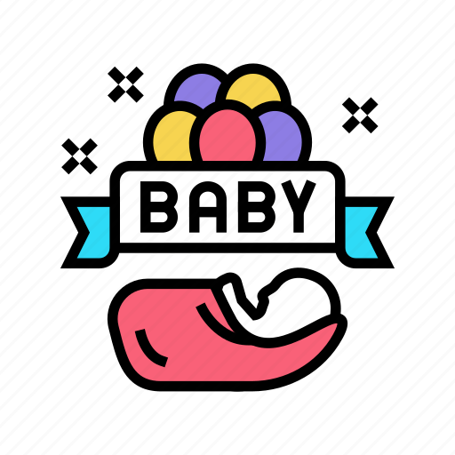 Baby, born, celebration, balloons, balloon, decoration icon - Download on Iconfinder