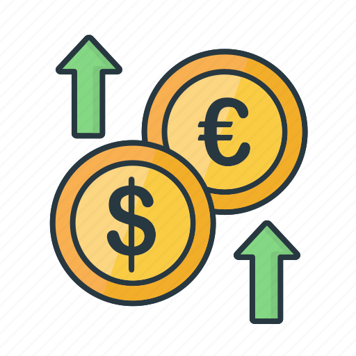 Decrease, dollar, euro, finance, growth, money icon - Download on Iconfinder