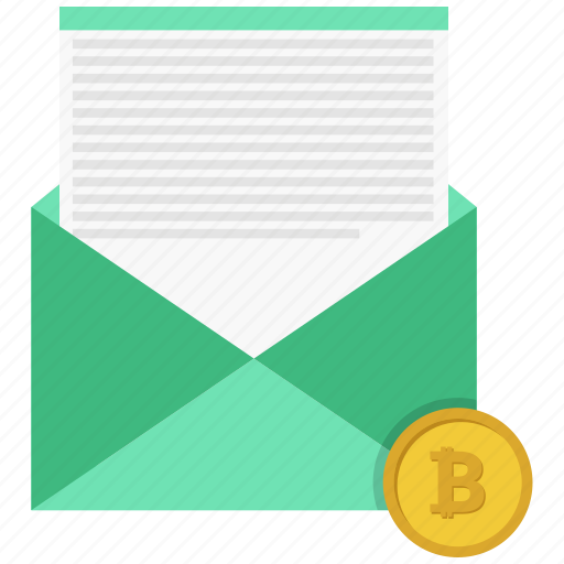 Bitcoin, coin, communications, mail, open icon - Download on Iconfinder
