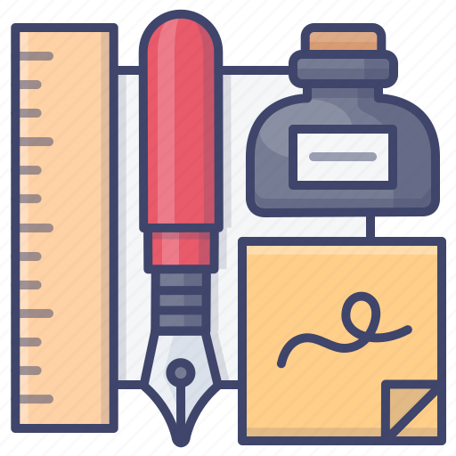 Ink, pen, ruler, stationery icon - Download on Iconfinder