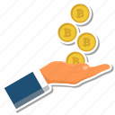 bitcoin, coin, hand, money, online