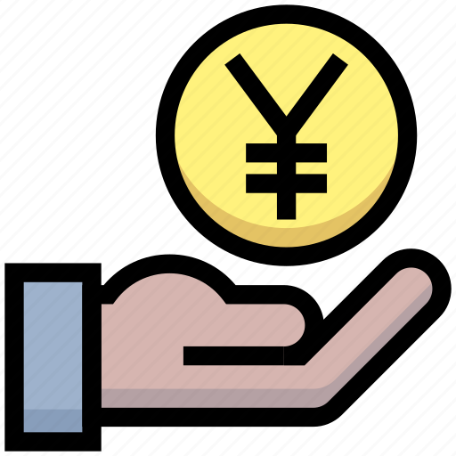 Business, coin, financial, give, hand, money, yen icon - Download on Iconfinder