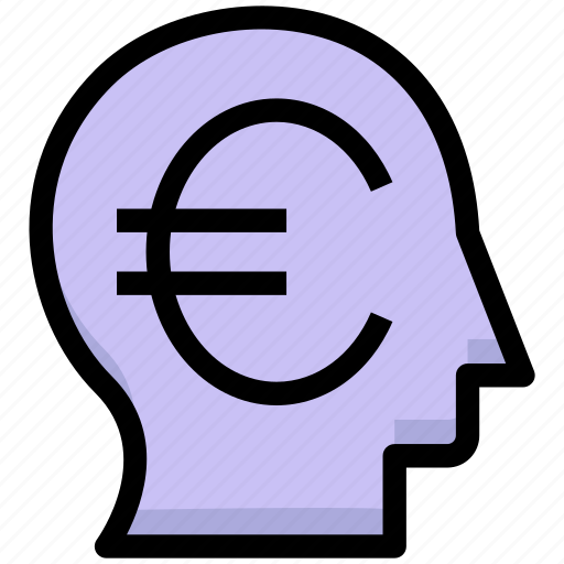 Brain, business, euro, financial, head, money, thought icon - Download on Iconfinder