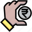 business, coin, financial, hand, money, rupee 