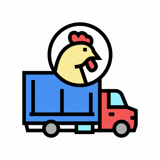 Chicken, truck, transportation, meat, factory, feather icon - Download on Iconfinder