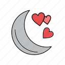 half, love, lovely, moon, night