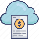 cloud, document, dollar, finance, money, storage, transfer