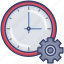 clock, gear, management, options, preferences, settings, time 