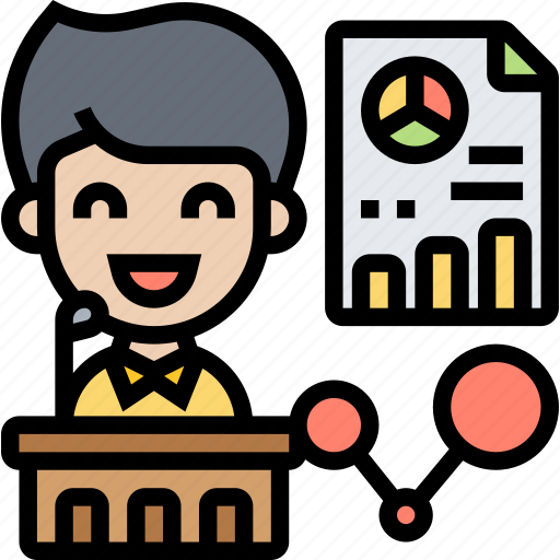 Meeting, report, conference, spokesperson, presentation icon - Download on Iconfinder