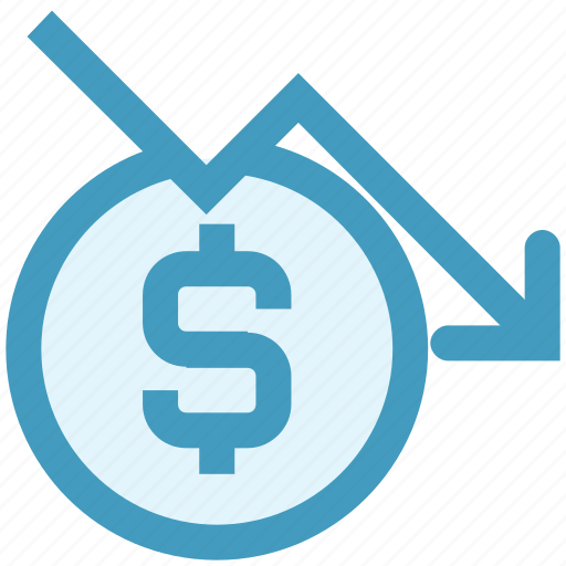 Business, dollar coin, down, growth, investment, profit, progress icon - Download on Iconfinder