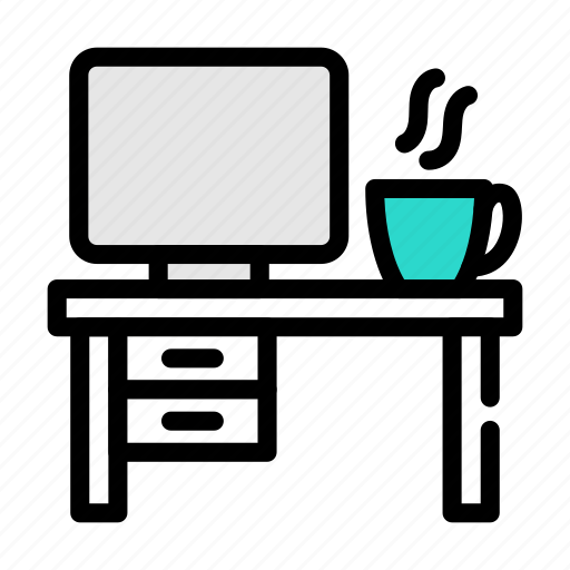 Computer, tea, office, table, desk icon - Download on Iconfinder