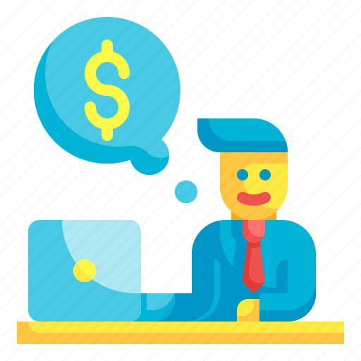 Incentive, money, computer, business, man icon - Download on Iconfinder