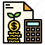 calculator, cash, document, money, stack 