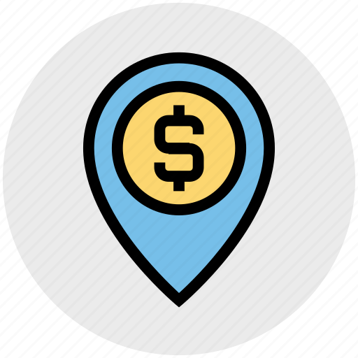 Dollar, location, map, map pin, navigation, pin, sign icon - Download on Iconfinder
