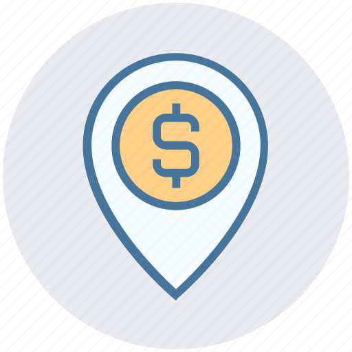 Dollar, location, map, map pin, navigation, pin, sign icon - Download on Iconfinder