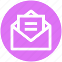 envelope, file, letter, mail, message, open envelope