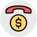 call, coin, communication, currency, dollar, phone, talk