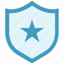 badge, premium, protection, rating, shield, star, votes 