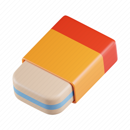 Eraser, tool, stationery, remove, rubber, erase, equipment 3D illustration - Download on Iconfinder